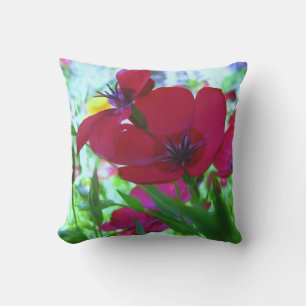 Red Wild Blume Outdoor Accent Pillow Kissen