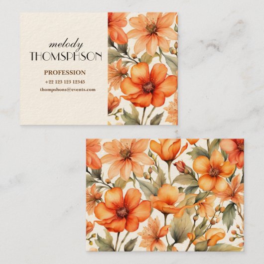 Red Wild Blume Visitenkarte (Vorne/Hinten)