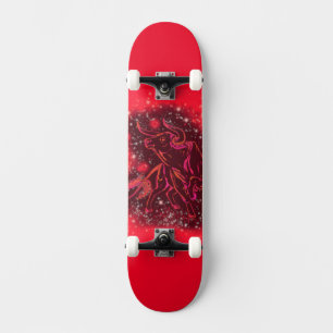 Red Wild Bull Laufen in Starry Night Skateboard