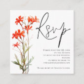 Red Wildblumen Script QR Code Wedding RSVP Begleitkarte (Vorderseite)