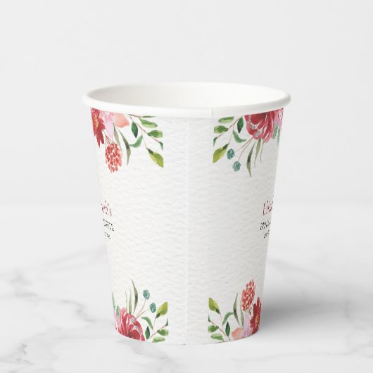 Red wildflowers Bridal Shower Pappbecher (Rechts)
