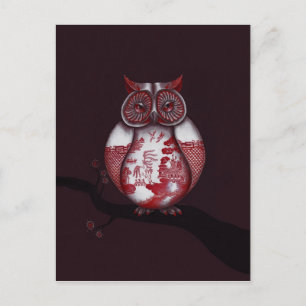 Red Willow Owl Postcard Postkarte