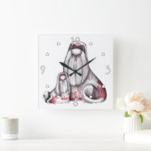 Red Willow Shih Tzus Wall Clock Quadratische Wanduhr (Zuhause)