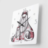 Red Willow Shih Tzus Wall Clock Quadratische Wanduhr (Winkel)
