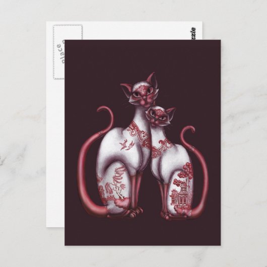 Red Willow Siamese Katzen Postkarte (Vorne/Hinten)