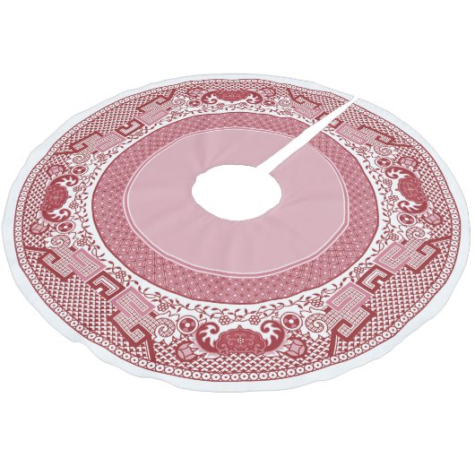 Red Willow Tree Skirt Polyester Weihnachtsbaumdecke (Schrägansicht)