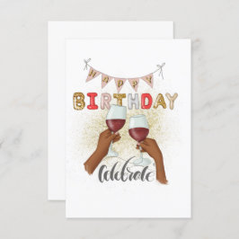 Red Wine African American Girl Birthday Einladung