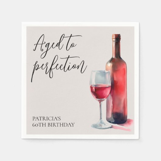 Red Wine Aged to Perfection 60th Birthday Party Serviette (Vorderseite)