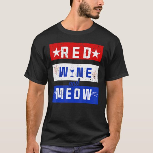 Red Wine and Meow Drink 4. Juli Pride Ameri T-Shirt (Vorderseite)