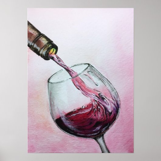 Red Wine Art Poster Aquarellbilder Küche (Vorne)