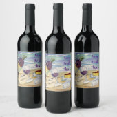 Red Wine Beach Party Custom Bottle Label Weinetikett (Flaschen)