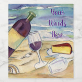 Red Wine Beach Party Custom Bottle Label Weinetikett (Einzelnes Label)