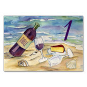 Red Wine Beach Party Custom Number Table Cards Tischnummer (Rückseite)