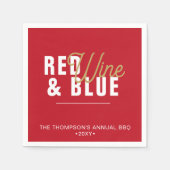 Red Wine & Blue 4. Juli Party Paper Serviette (Vorderseite)