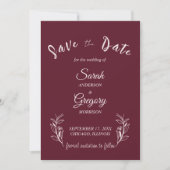 Red Wine Boho Minimalistische Save the Date Karte (Vorderseite)