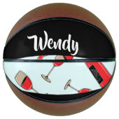 Red wine bottles and glasses pattern basketball (Vorderseite)