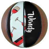 Red wine bottles and glasses pattern basketball (Vertikal)