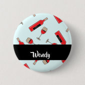 Red wine bottles and glasses pattern button (Vorderseite)
