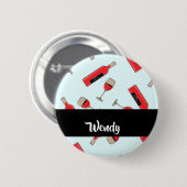 Red wine bottles and glasses pattern button (Vorne & Hinten)