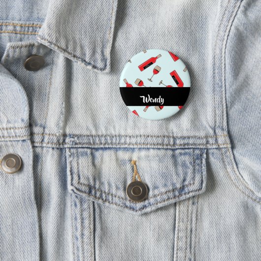 Red wine bottles and glasses pattern button (Beispiel)