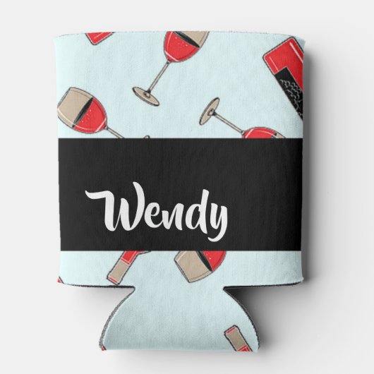 Red wine bottles and glasses pattern dosenkühler (Rückseite)