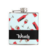 Red wine bottles and glasses pattern flachmann (Vorderseite)