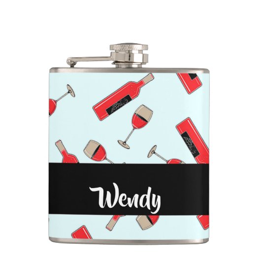 Red wine bottles and glasses pattern flachmann (Vorderseite)