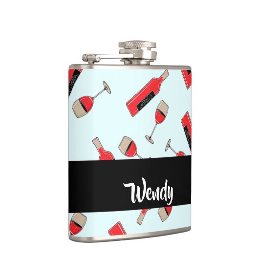 Red wine bottles and glasses pattern flachmann (Rechts)