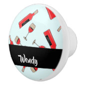 Red wine bottles and glasses pattern keramikknauf (Rechts)