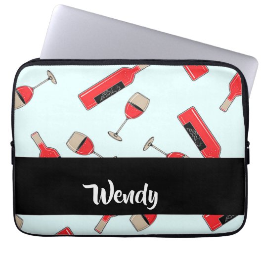 Red wine bottles and glasses pattern laptopschutzhülle (Vorderseite)