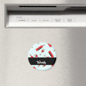 Red wine bottles and glasses pattern magnet (In Situ (Geschirrspüler))