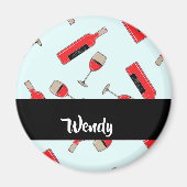 Red wine bottles and glasses pattern magnet (Vorne)