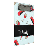 Red wine bottles and glasses pattern mini klemmbrett (Schrägansicht)