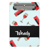 Red wine bottles and glasses pattern mini klemmbrett (Vorderseite)