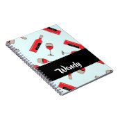 Red wine bottles and glasses pattern notizblock (Rechte Seite)