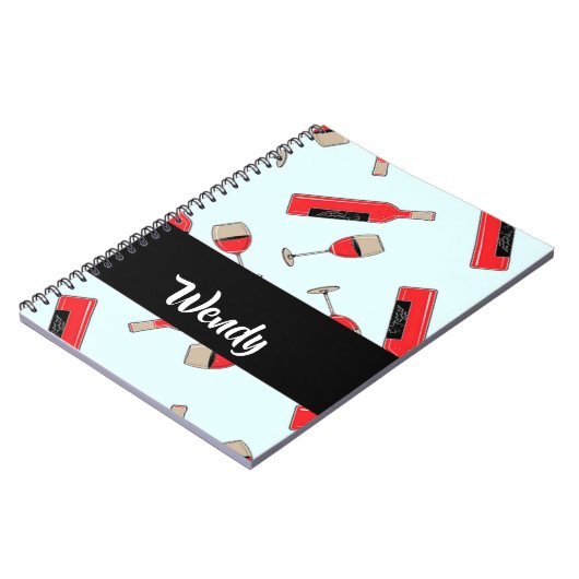 Red wine bottles and glasses pattern notizblock (Linke Seite)