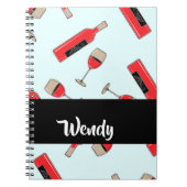 Red wine bottles and glasses pattern notizblock (Vorderseite)