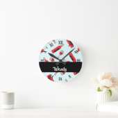 Red wine bottles and glasses pattern runde wanduhr (Zuhause)