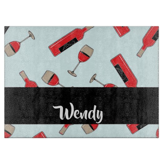 Red wine bottles and glasses pattern schneidebrett (Vorderseite)