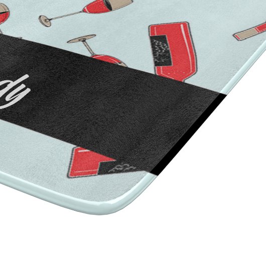 Red wine bottles and glasses pattern schneidebrett (Ecke)