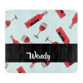 Red wine bottles and glasses pattern schneidebrett (Vorderseite)