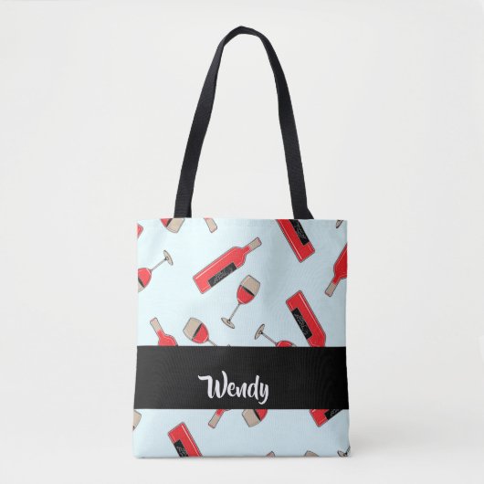 Red wine bottles and glasses pattern tasche (Vorderseite)