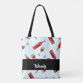 Red wine bottles and glasses pattern tasche (Rückseite)