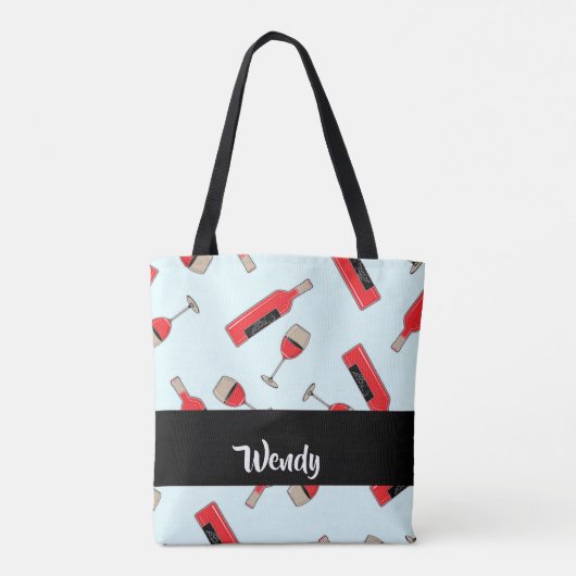 Red wine bottles and glasses pattern tasche (Rückseite)