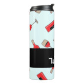 Red wine bottles and glasses pattern thermosbecher (Nach links gedreht)