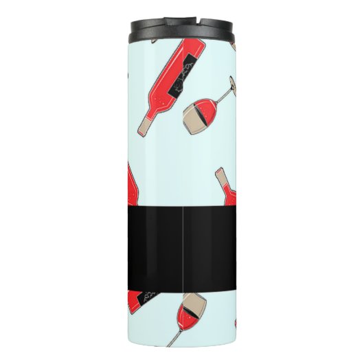 Red wine bottles and glasses pattern thermosbecher (Rückseite)