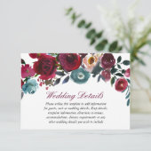 Red Wine Burgundy Wedding Details Begleitkarte (Stehend Vorderseite)