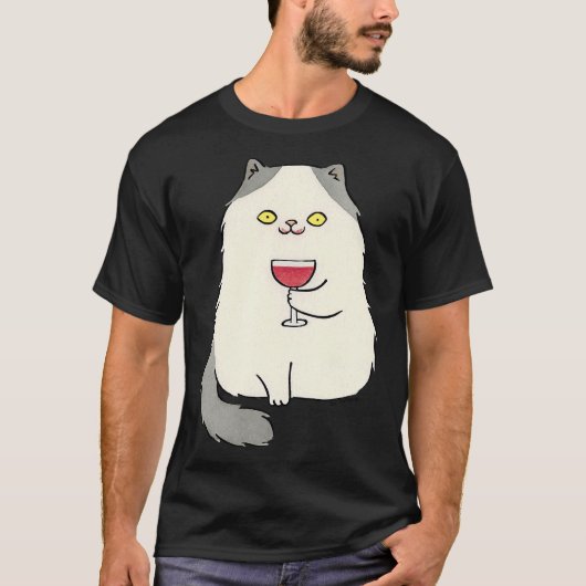 Red Wine Cat Cat Owner T-Shirt (Vorderseite)