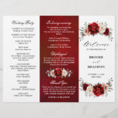 Red Wine Champagne Ivory Mauve Wedding Program (Vorderseite)
