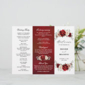 Red Wine Champagne Ivory Mauve Wedding Program (Stehend Vorderseite)